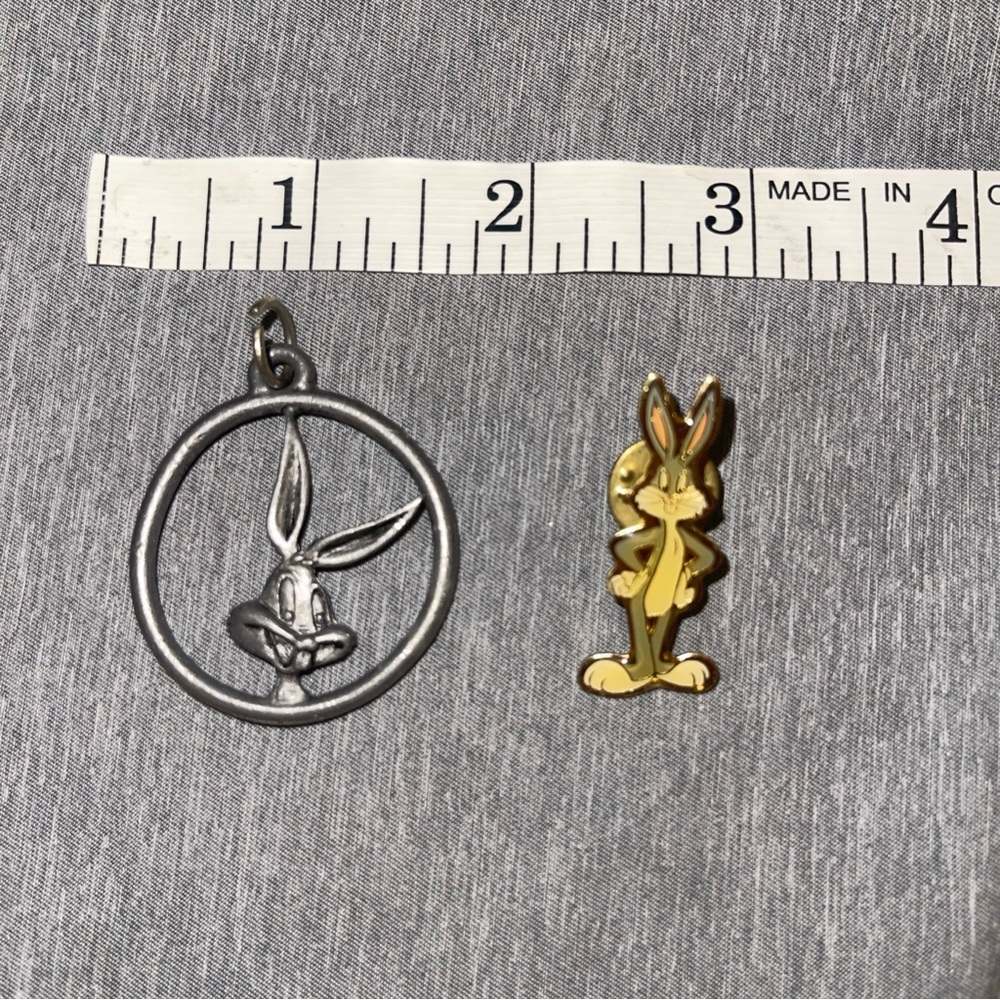Vintage Bugs Bunny Bundle Enamel Lapel Pin Looney Tunes 1992 & WB Bugs Pendant